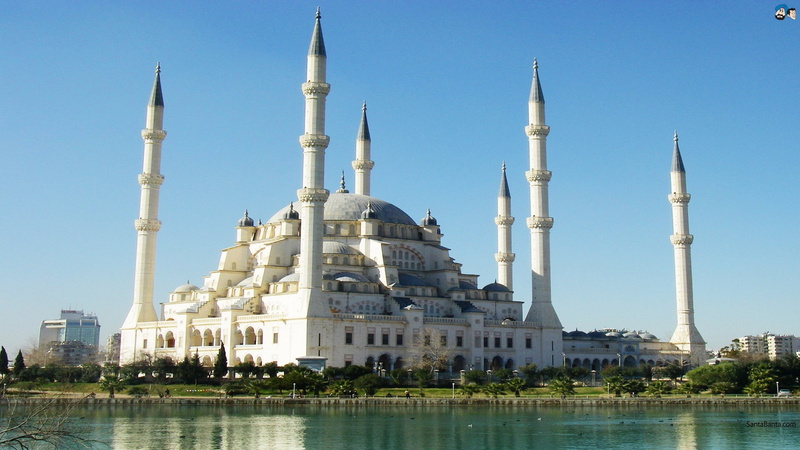 building exterior, building, day, dome, place of worship, architecture, Adana, outdoors, city, no people, travel destinations, 1080P, water, spire, belief