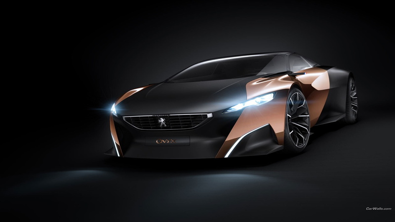Peugeot Onyx, 1080P, luxury, spotlight, indoors, mode of transportation, studio shot, transportation, sports car, car, black, modern, dark, black background