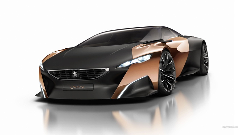 Peugeot Onyx, technology, white background, studio shot, design, wireless technology, motor vehicle, no people, 1080P, indoors, computer equipment, shiny