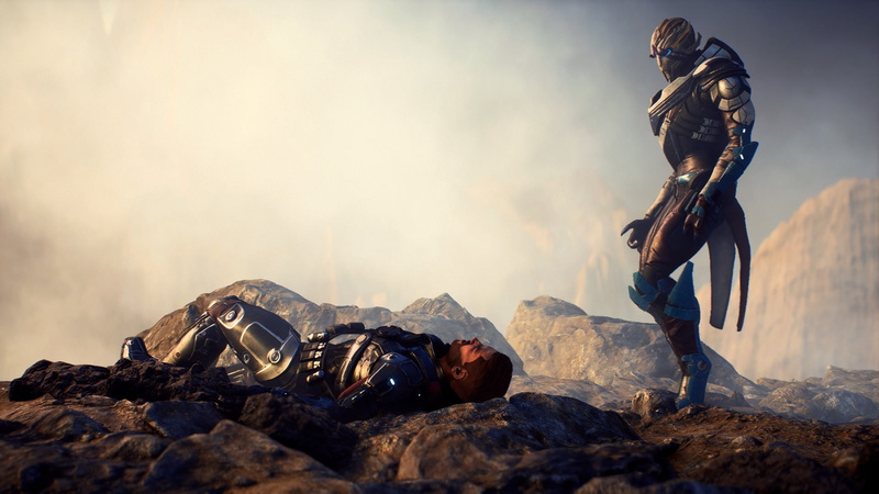 hiking, leisure activity, standing, real people, backpack, clothing, activity, rock, lifestyles, Ryder, one person, game, characters, 1080P, Mass Effect: Andromeda