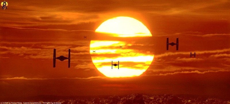 TIE Fighter, Star Wars Episode VII: The Force Awakens, 1080P, Star Wars, Sunset