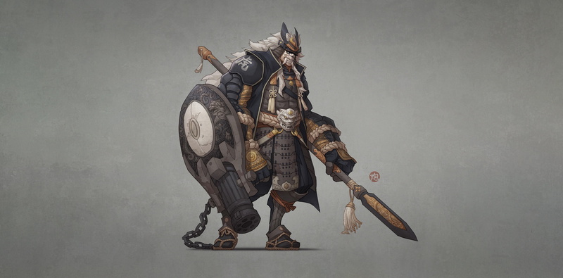 Mask, 2K, Warrior, Samurai, Fantasy, Spear, Shield
