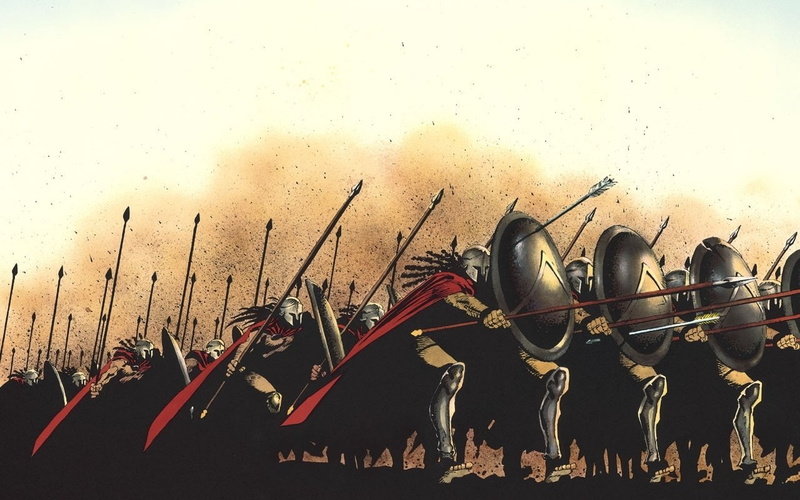 Helmet, Soldier, Spartan, Comics, 720P, Spear, Cloak, Shield, 300