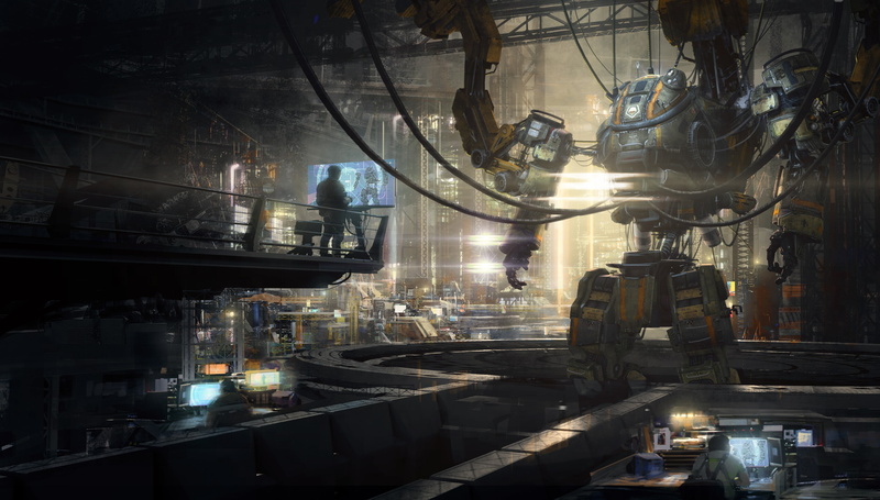 motor vehicle, architecture, industry, metal, glowing, mode of transportation, built structure, lighting equipment, 2K, yellow, Titanfall, business, night