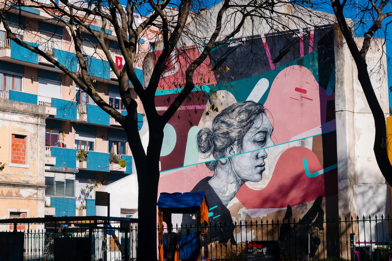 building, quince, near, 5K, wall - building feature, handrail, art and craft, portugal, plant, tree, banister, male likeness, mural, built structure, painted