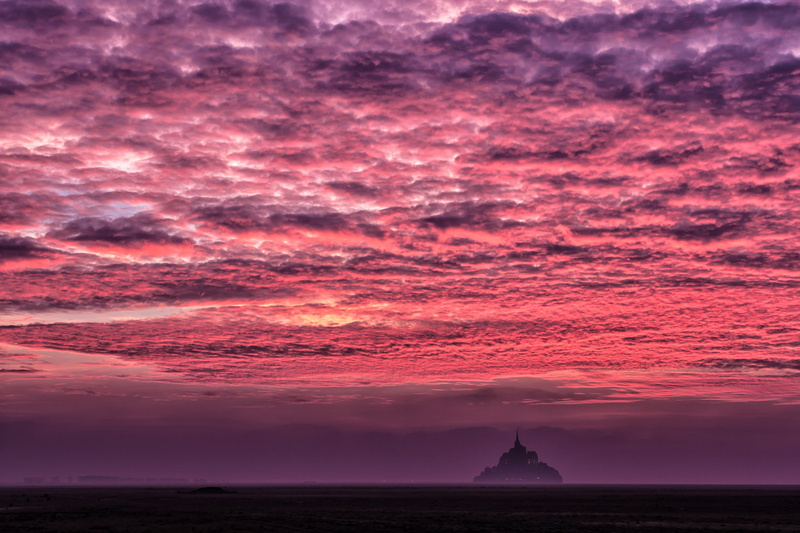 island, Mont-Saint-Michel, 1080P, Normandy, castle, clouds, the sky, sea, France