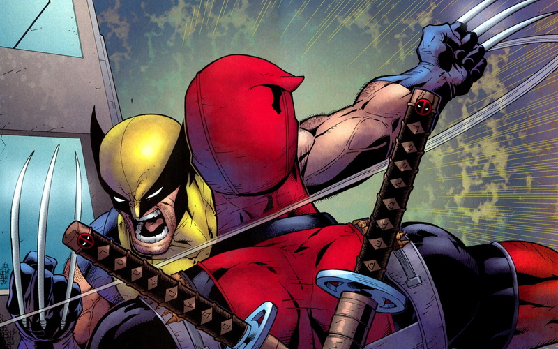 men, cartoon/comic, x, wolverine, 2K, deadpool, hd, fight