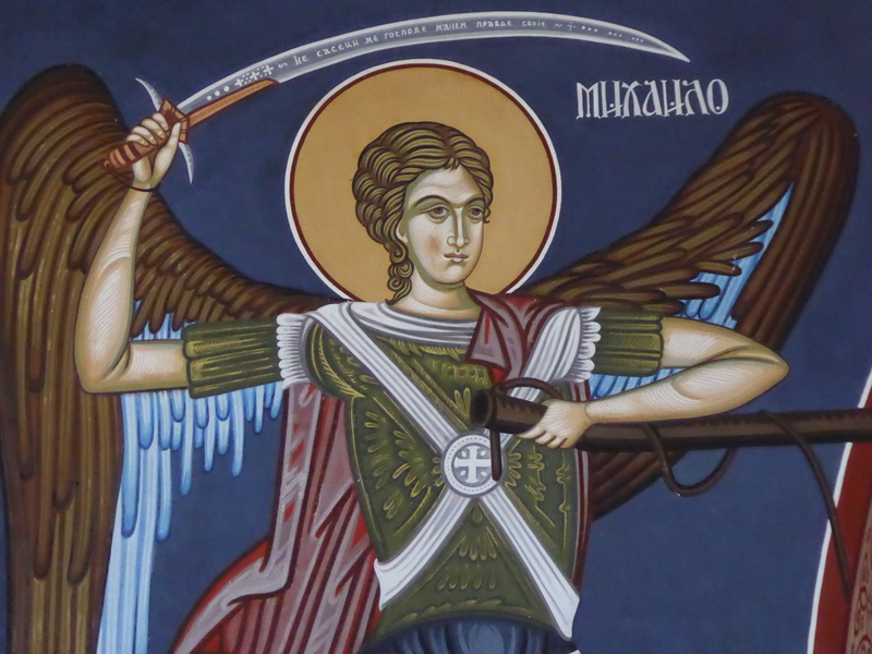 4K, creativity, monastery, craft, male likeness, art and craft, architecture, low angle view, serbia, balkan, religion, angel, belief, female likeness