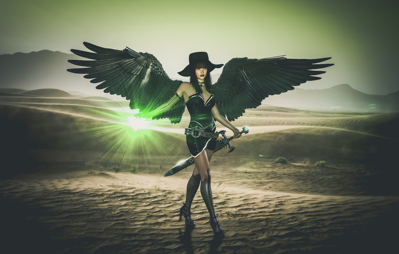 leisure activity, beauty in nature, wings, lens flare, sunset, full length, real people, archangel, vertebrate, adult, magic, water, dark, twilight, one person