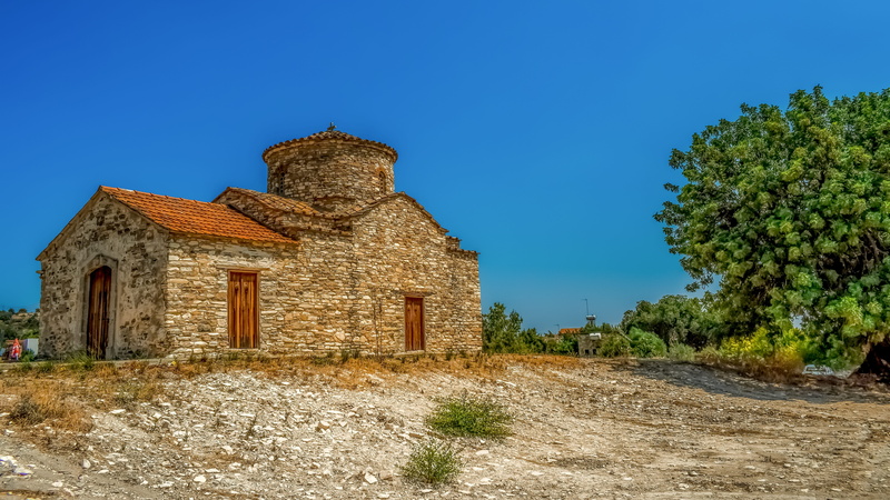 history, christianity, no people, clear sky, kato lefkara, religion, tree, 5K, travel, 12th century, sky, archangel michael, stone built, cyprus, travel destinations