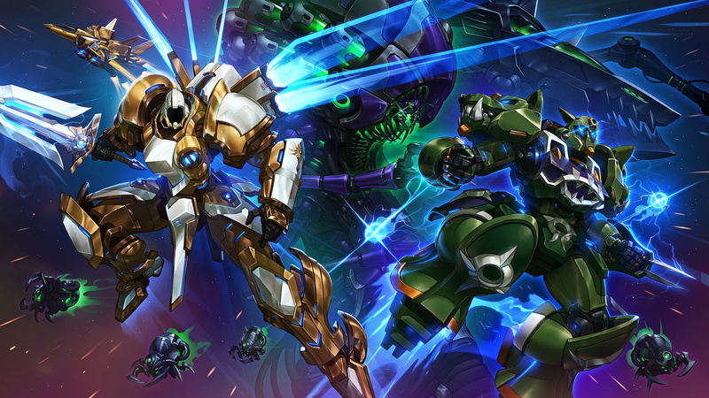 Heroes of the Storm, Warcraft, Video Game, Abathur (StarCraft), 1080P, Crossover, Starcraft, Tyrael (Diablo III), Rehgar Earthfury, Gundam, Diablo III