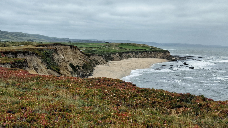 beauty in nature, landscape, outdoors, coastline, sky, tranquil scene, rock, california, plant, water, no people, sea, half moon bay, travel, tranquility