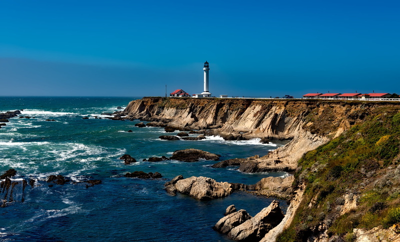 waves, outdoors, california, scenics - nature, phot, rock, ocean, beach, building exterior, daytime, blue, built structure, cliffs, nature, shoreline, lighthouse