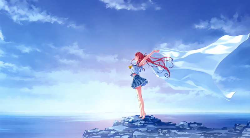 haired, character, outdoors, sea, people, leisure activity, females, water, standing, horizon over water, ideas, female, backgrounds, nature, freedom, beauty in nature