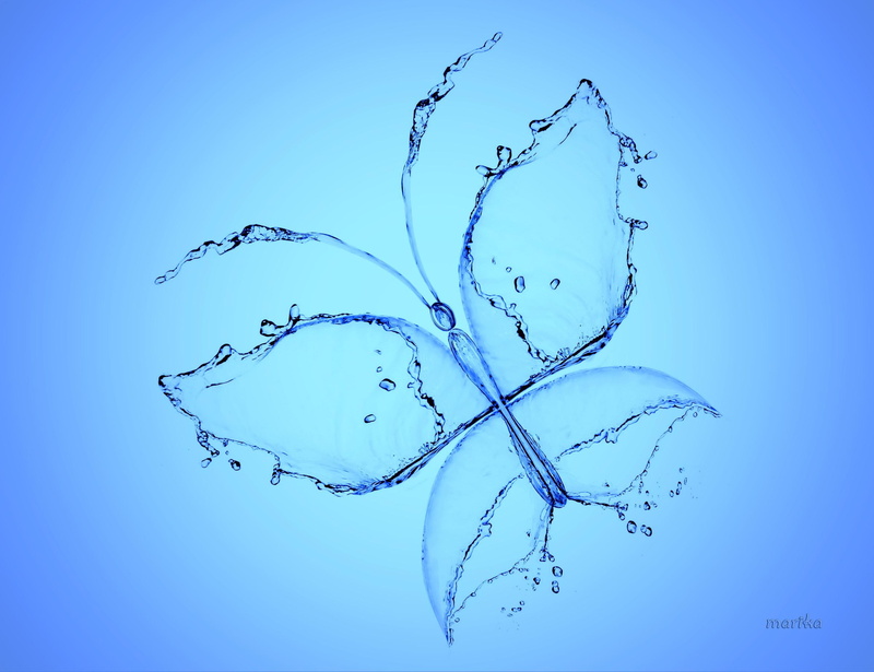 splash, water, drops, blue, aqua, butterfly, 2K, figure