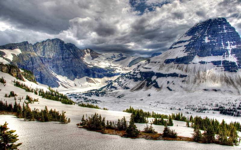 Banff, Canada, Snow, Winter, 2K, Mountains, Trees, Park
