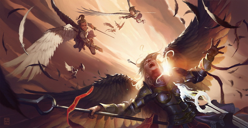1080P, angel, fantasy art, warrior, sword