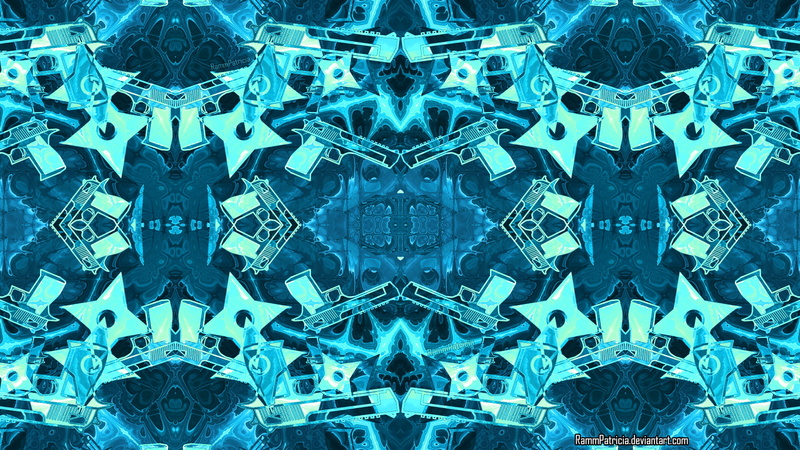 abstract, RammPatricia, digital art, gun, pistol, digital, kaleidoscope, 1080P, shuriken, Desert Eagle, weapon
