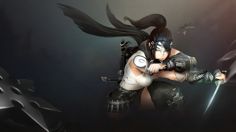 video game girls, Black Desert, dagger, 4K, video game art, Pearl Abyss, shuriken, 4K, women, black desert online