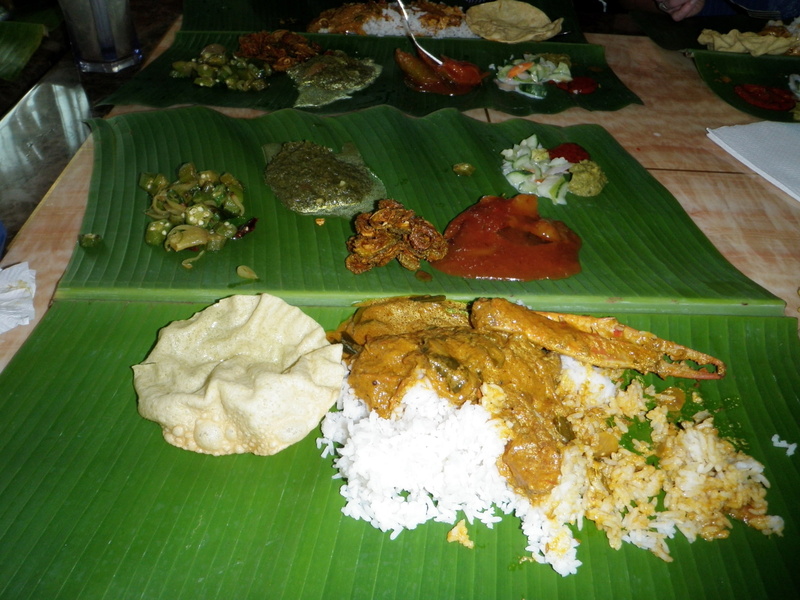 close-up, banana leaf  backgrounds desktop, indoors, asian food, ready-to-eat, rice - food staple, food and drink, plant part, fish, leaf, high angle view