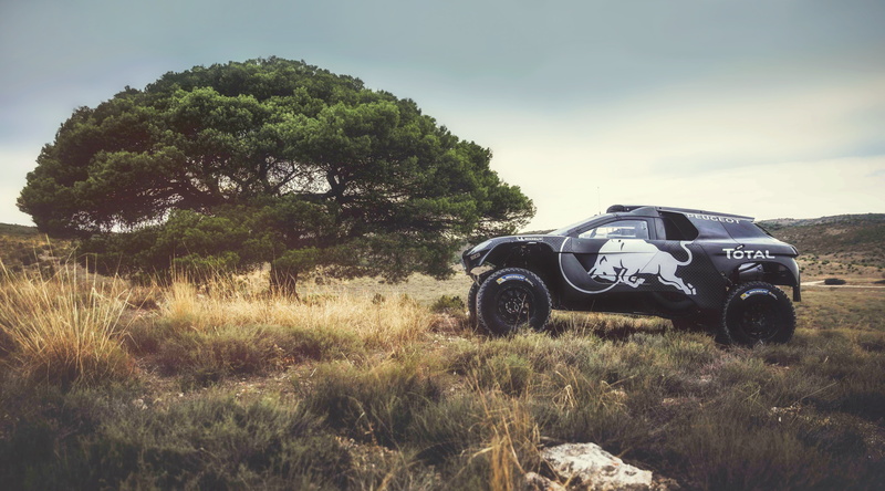 Sport, DKR, SUV, 5K, Peugeot, 2008, Machine, Tree, The roads, Red Bull, Black, Peugeot 2008 DKR, Rally, Dakar