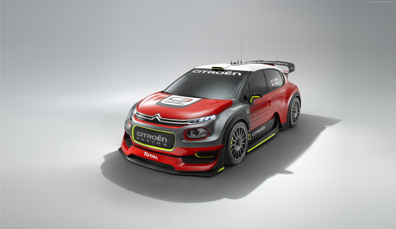 red, 2K, paris auto show 2016, Citroen C3 WRC, rally