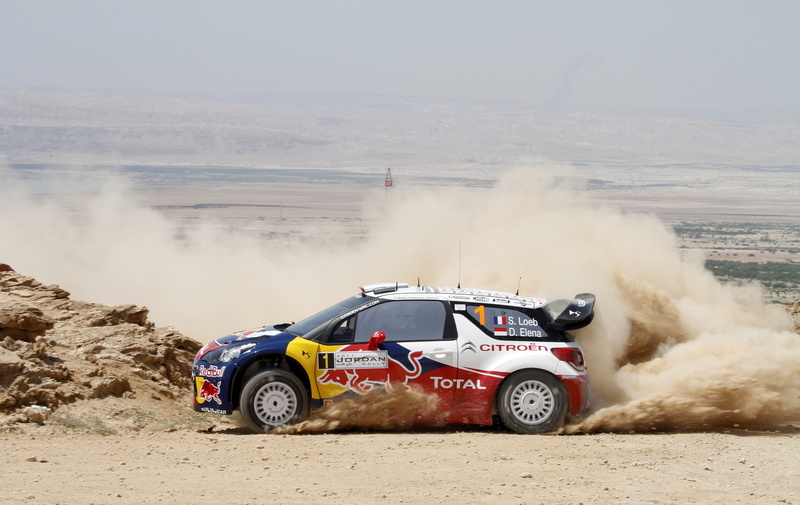 4K, D. Elena, red, Citroen, white, S. Loeb, Dust, Skid, DS3, door, Rally, WRC, hatchback