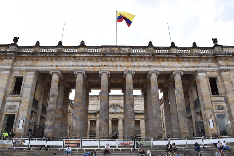 flag, bolivar plaza, chapinero, travel Locations, building Exterior, europe, group of people, architecture, travel, real people, crowd, museum, travel destinations