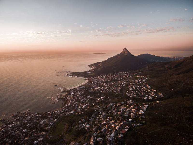 drone view, sunlight, tourism, volcano, landscape, sky, view, rock - Object, sea, nature, ocean, signal hill, beach, aerial view, camps bay, drone, south africa
