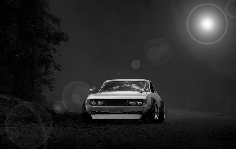 illuminated, vehicle interiors, retro styled, 720P, stationary, night, street, car, land vehicle, road, lens flare, vintage car, no people, architecture