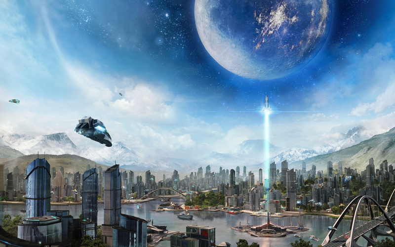 nature, building exterior, travel, sci-fi, astronomy, travel destinations, Games, architecture, built structure, anno 2205, skyscraper, landscape, cityscape