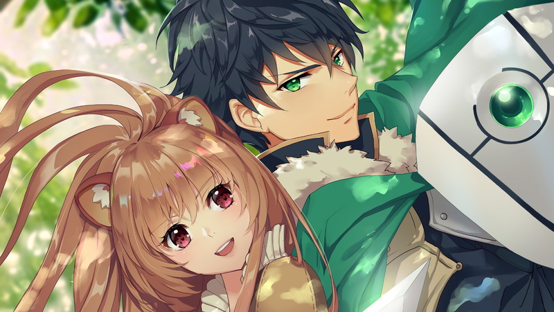 Anime, Black Hair, The Rising of the Shield Hero, Brown Eyes, Green Eyes, 4K, Brown Hair, Naofumi Iwatani, Raphtalia (The Rising of the Shield Hero)