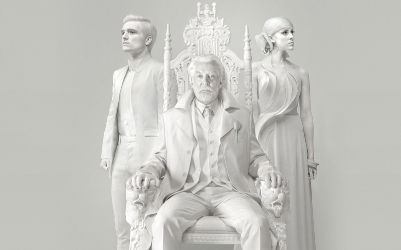 Peeta Mellark, Johanna Mason, The Hunger Games, The Hunger Games: Mockingjay - Part 1, 1080P, Josh Hutcherson, President Snow, Donald Sutherland, Monochrome