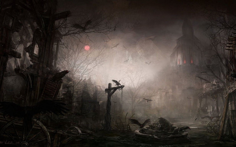 near, nature, spooky, fire, tree, plant, fog, digital, no people, Gothic, religion, trees, built structure, burning, building, spirituality