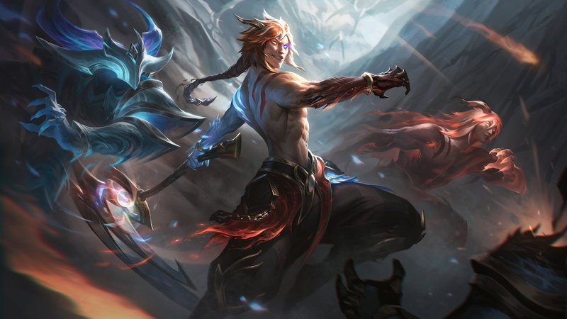 digital art, Dawnbringer and Nightbringer, Riot Games, Night and Dawn, 8K, GZG, League of Legends, Nightbringer, Kayn (League of Legends), Dawnbringer