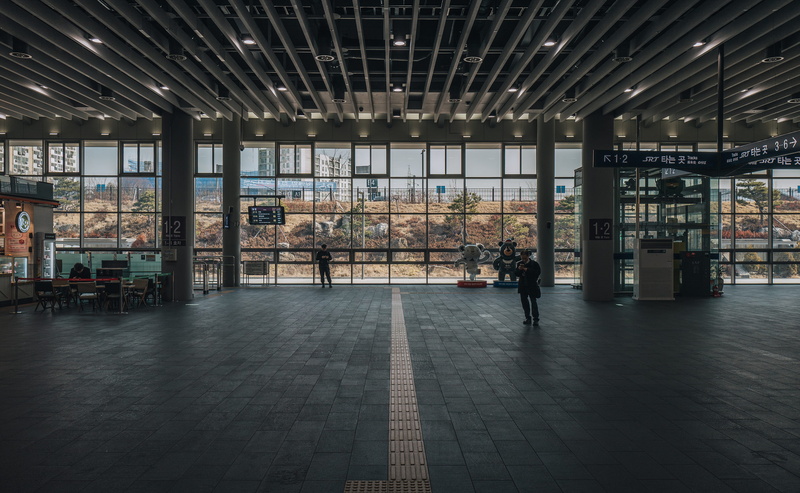 srt수서역, terminal, rear view, srt, tiled floor, building, full length, human, people, built structure, 라이카, 대한민국, day, person, transportation, office building