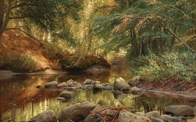 Danish painter, Danish realist painter, Peter Merk Of Menstad, Peder Mørk Mønsted, Spring landscape, 1080P, 1896