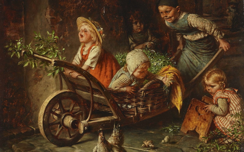 The Arrival Of The Express, oil on canvas, The Munich school, German painter, Munich School, Hermann von Kaulbach, 2K, Arrival of the Express Train