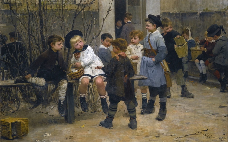 Time for the taste, 1882, Snack time, Henry Jules Jean Geoffroy, 1080P, Henri Jules Jean Geoffroy, oil on canvas, French painter, Henri Geoffroy