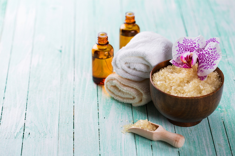 Spa, salt, flowers, wellness, still life, relax, towel, 4K, oil