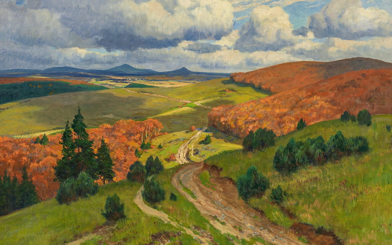 painting, classic art, 2K, artwork, classical art, Germany, landscape, Fritz von Wille