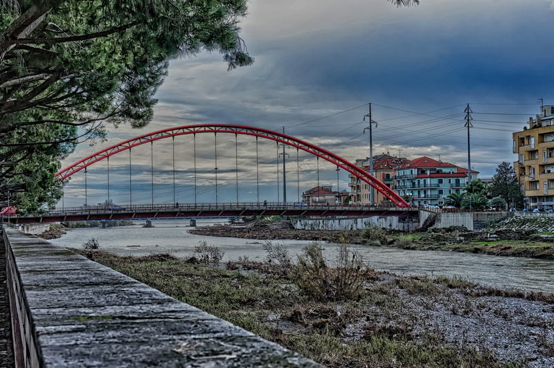 tree, covered, arch bridge, architecture, cloud - sky, arc, mouth, bridge - man made structure, plant, centa, liguria, no people, arch, shore, outdoors