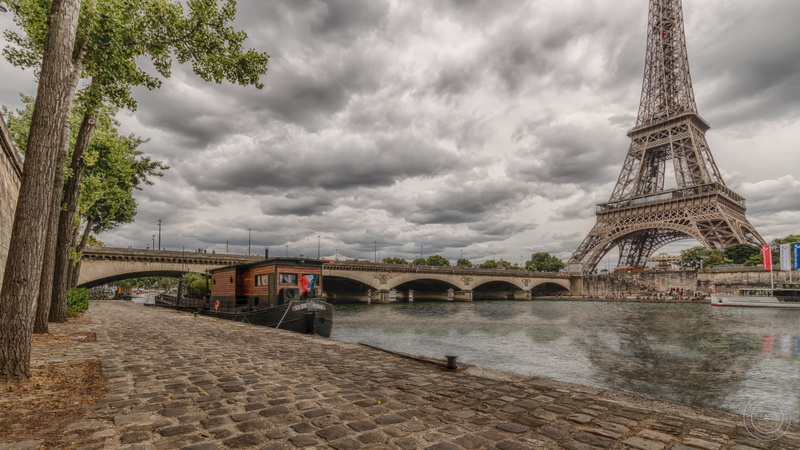 Eiffel Tower, Paris, city, bridge, tower, 2K