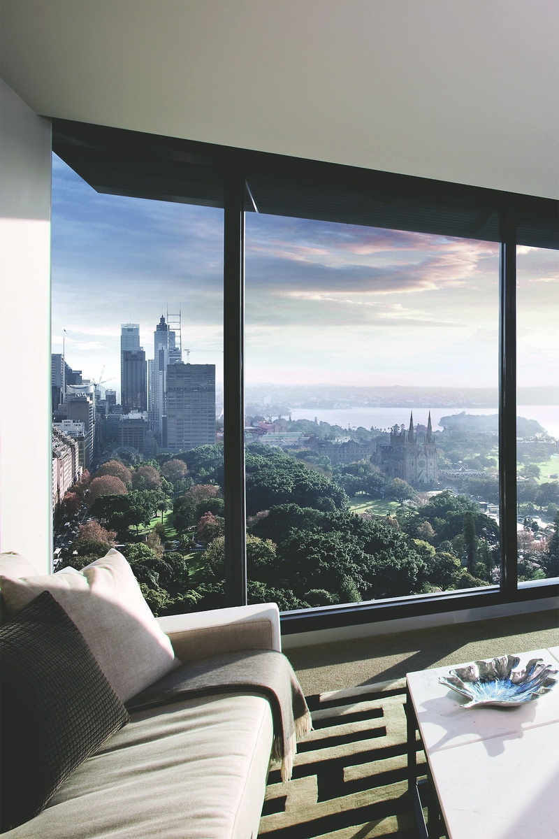 couch, 1080P, trees, high, skyscraper, indoors, interior, window, building, nature, church, luxury, portrait display, domestic room, rise, glass - material