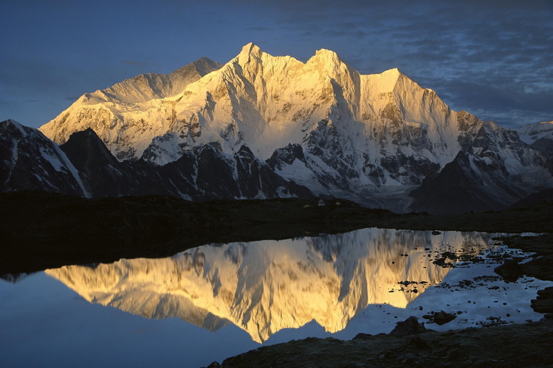 nature, snow, mountain, winter, peak, lake, summit, beautiful, 3d and abst, skies, reflection, 1080P, mystical