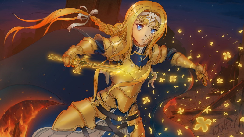 ornate, night, craft, creativity, Sword Art Online: Alicization, outdoors, illuminated, representation, art and craft, glowing, nature, sky, human representation