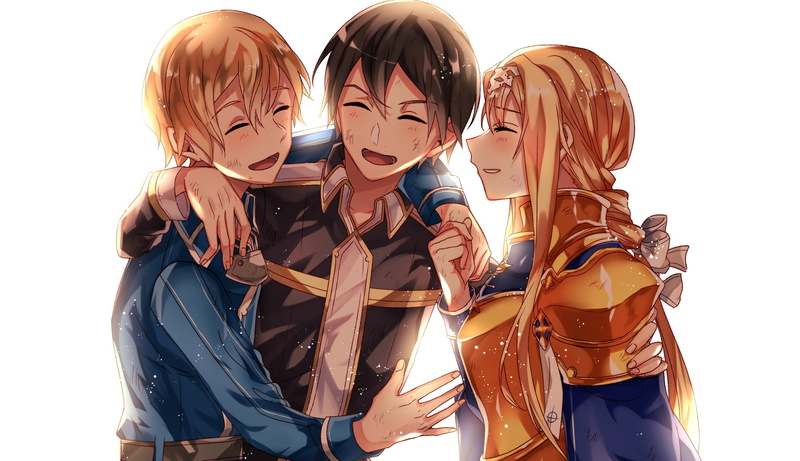 Black Hair, Blonde, Kazuto Kirigaya, Smile, Sword Art Online, Alice Zuberg, 2K, Armor, Sword Art Online: Alicization, Eugeo (Sword Art Online), Kirito