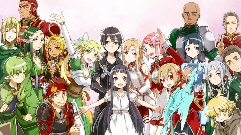 blue hair, Agil, pink hair, Yui(Sword Art Online), white hair, green hair, redhead, black hair, anime, Kirigaya Kazuto, anime girls, red eyes, pink eyes