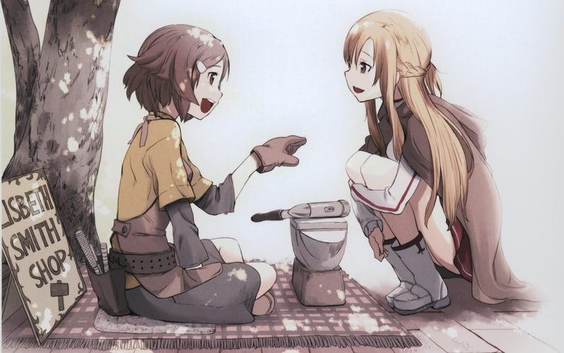 long hair, 1080P, Sword Art Online, Yuuki Asuna, anime, Shinozaki Rika, red eyes, anime girls, redhead