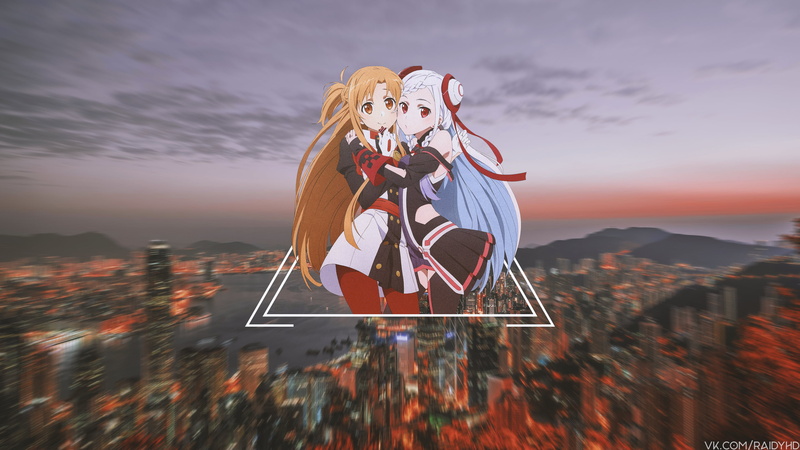 picture-in-picture, anime, anime girls, Yuna (Sword Art Onilne), Yuuki Asuna, 4K, Sword Art Online